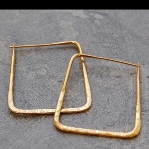 18k Gold over Stainless Steel Square Hoop Earrings 1.5”